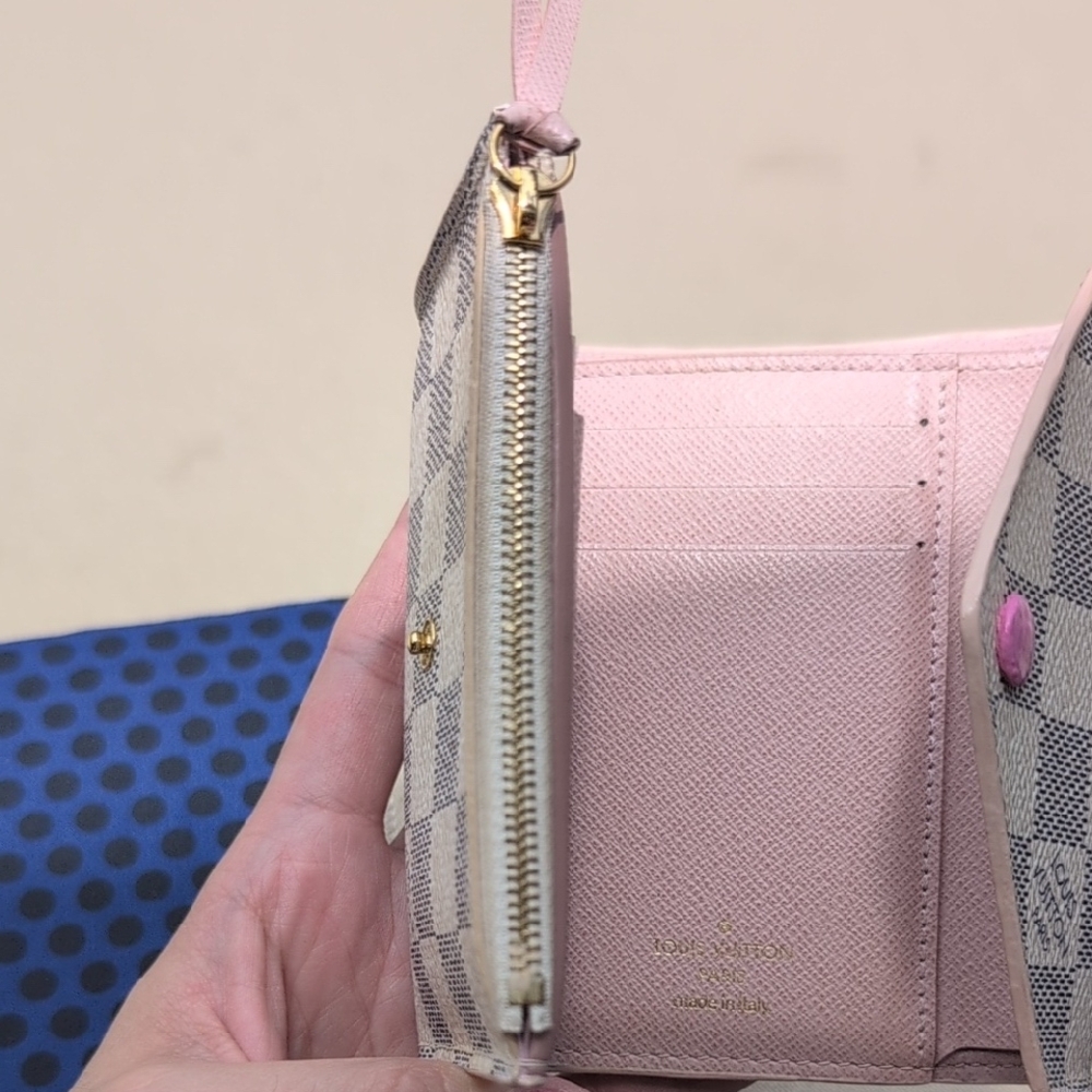Louis Vuitton White and Pink Wallet with Damier Azur Pattern - Picture 10 of 14